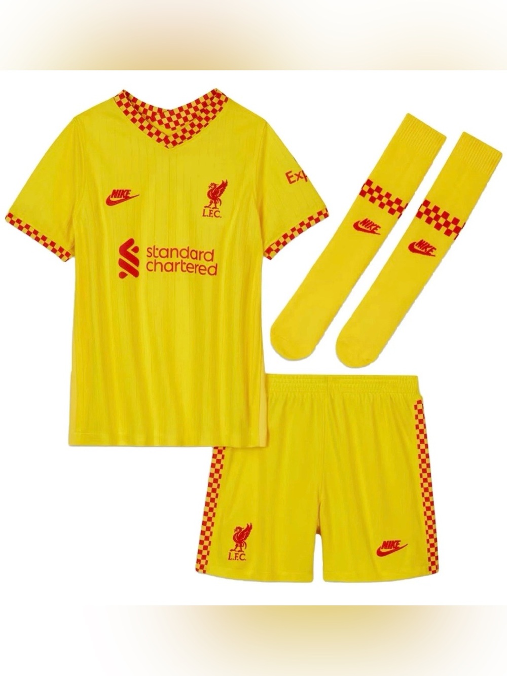 Liverpool Nike Baby Infant 2021/2022 Yellow Mini Kit Set Sz 9-12 Months New NWT